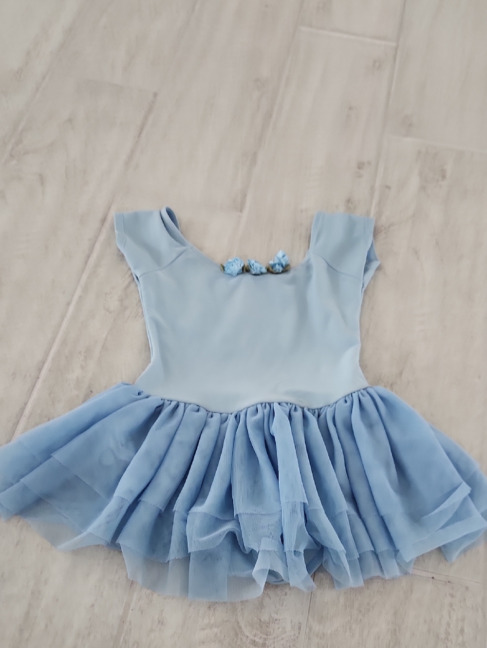 🐻 Light Blue Floral Trim Tulle Kids Costume Dress